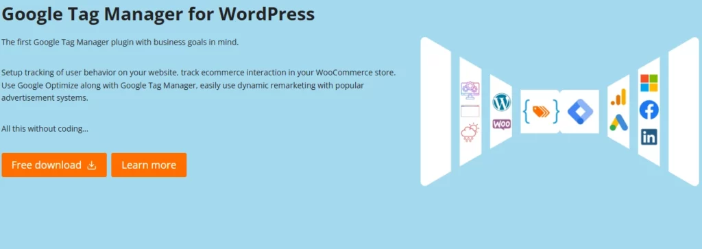 A screenshot of the Google Tag Manager for WordPress website.